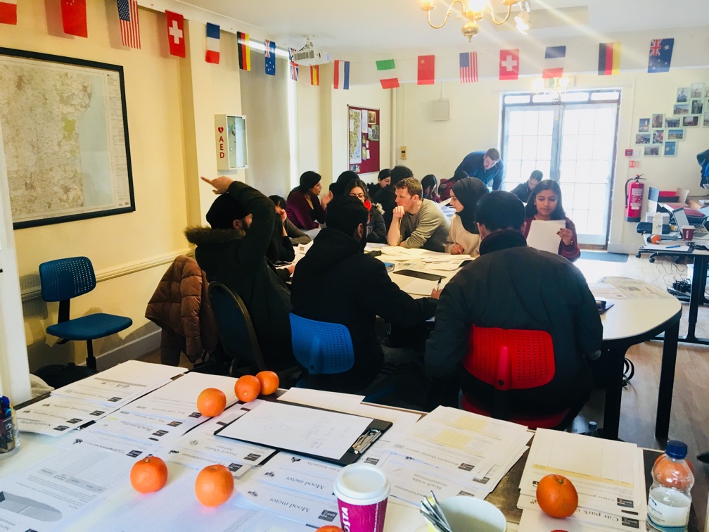 Classroom with flags in Southwold Arts Centre